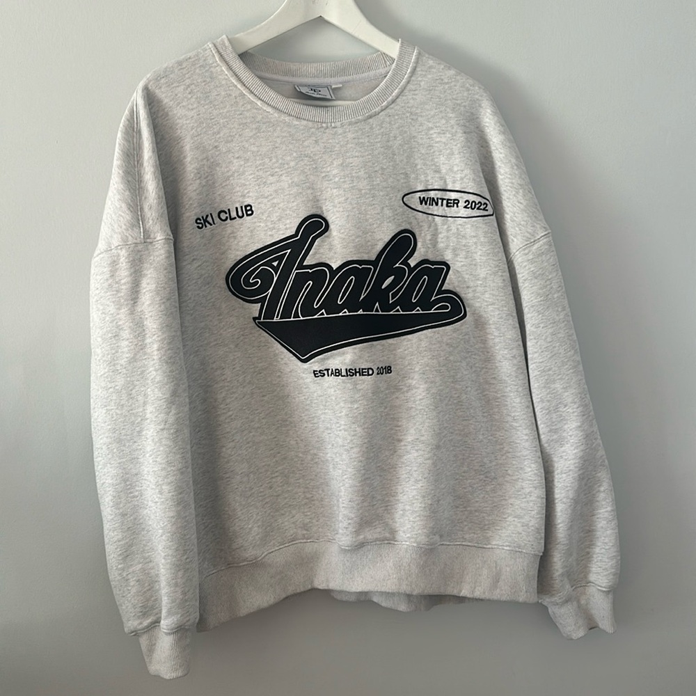 Inaka ski winter grey crew neck mens size large